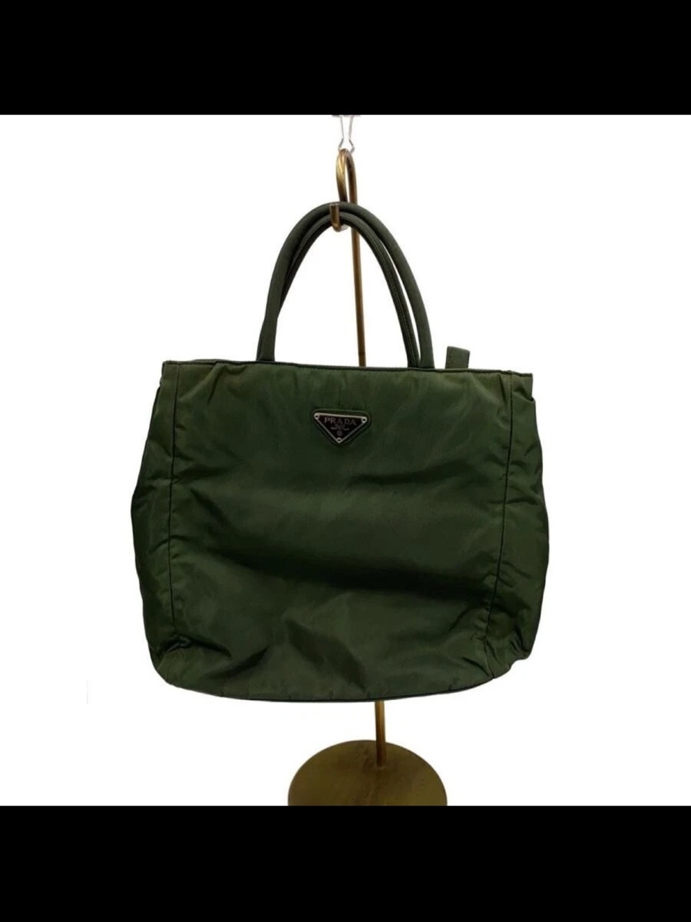 Prada Dark Olive Nylon Tote with Top Handles